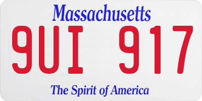 MA license plate 9UI917
