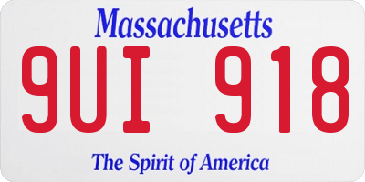 MA license plate 9UI918