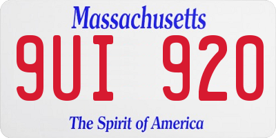 MA license plate 9UI920