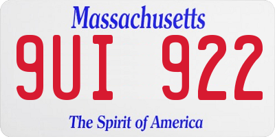 MA license plate 9UI922