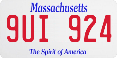 MA license plate 9UI924