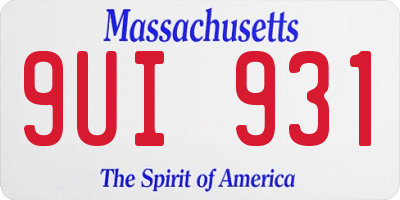 MA license plate 9UI931
