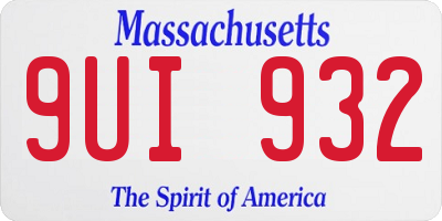 MA license plate 9UI932