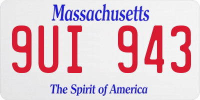 MA license plate 9UI943