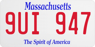 MA license plate 9UI947