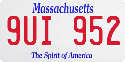 MA license plate 9UI952