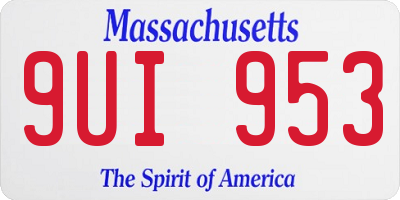 MA license plate 9UI953