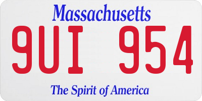 MA license plate 9UI954