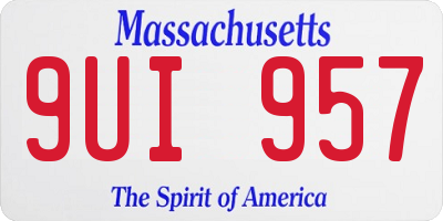 MA license plate 9UI957