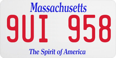 MA license plate 9UI958