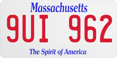 MA license plate 9UI962
