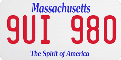 MA license plate 9UI980