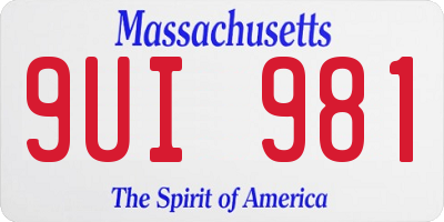 MA license plate 9UI981