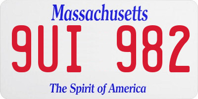 MA license plate 9UI982