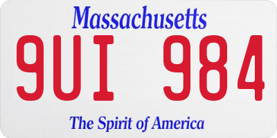 MA license plate 9UI984