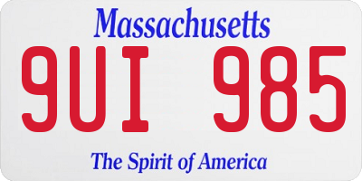 MA license plate 9UI985