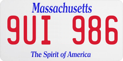 MA license plate 9UI986