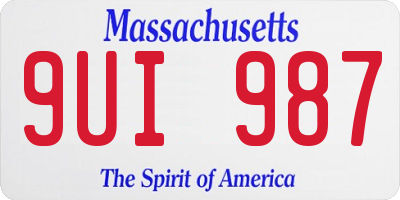 MA license plate 9UI987