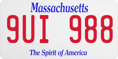 MA license plate 9UI988