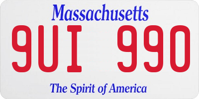 MA license plate 9UI990