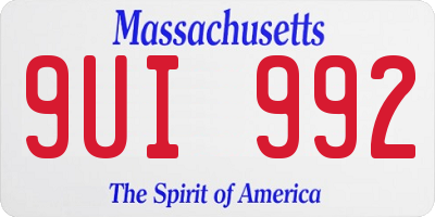 MA license plate 9UI992