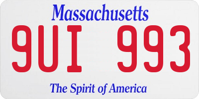 MA license plate 9UI993