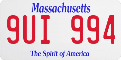 MA license plate 9UI994