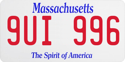 MA license plate 9UI996
