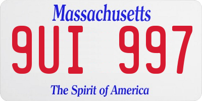 MA license plate 9UI997
