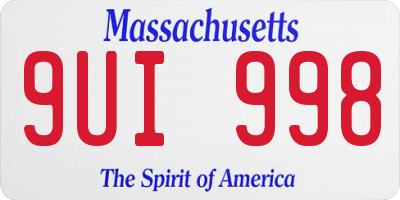 MA license plate 9UI998
