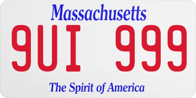 MA license plate 9UI999