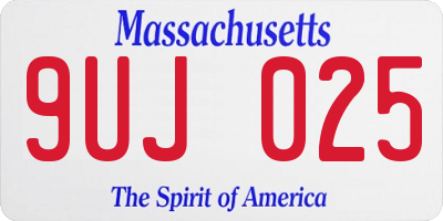 MA license plate 9UJ025