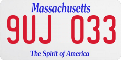 MA license plate 9UJ033