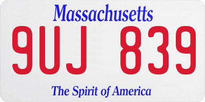 MA license plate 9UJ839