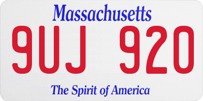 MA license plate 9UJ920