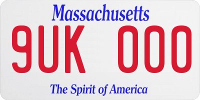 MA license plate 9UK000