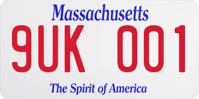 MA license plate 9UK001