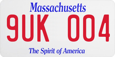 MA license plate 9UK004