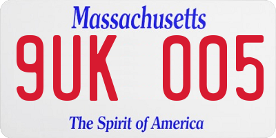 MA license plate 9UK005