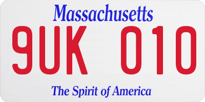 MA license plate 9UK010