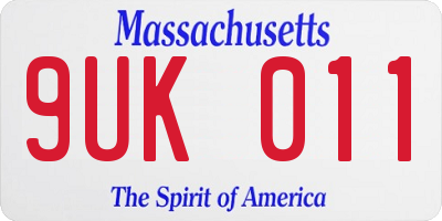 MA license plate 9UK011