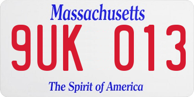 MA license plate 9UK013