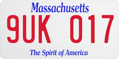 MA license plate 9UK017