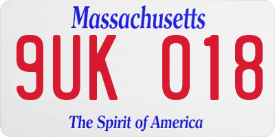 MA license plate 9UK018