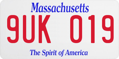 MA license plate 9UK019