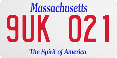 MA license plate 9UK021