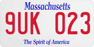 MA license plate 9UK023