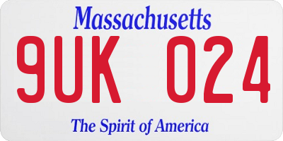 MA license plate 9UK024
