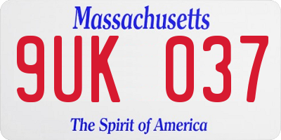 MA license plate 9UK037