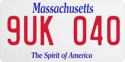 MA license plate 9UK040